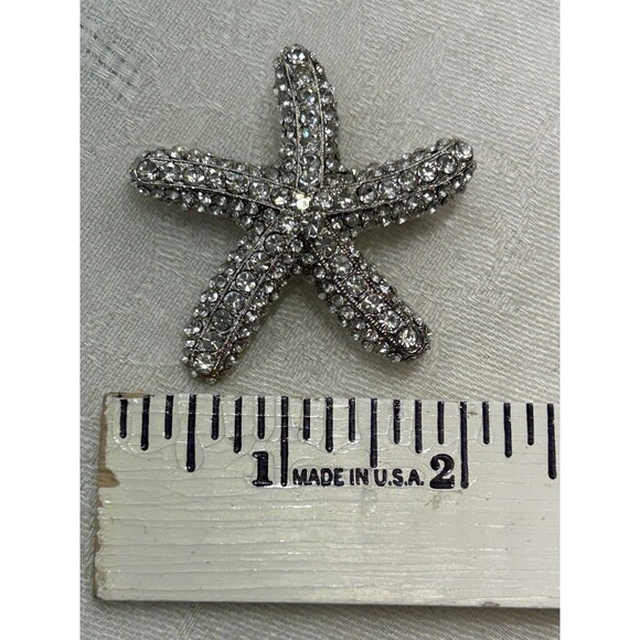 Starfish Pin Brooch Gorgeous Clear Rhinestone Crystal - Picture 5 of 5